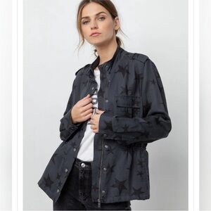 Rails midnight star jacket. lightweight tencel fabric. Grey with black stars